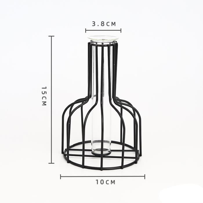 UN NOIR Vase en verre'art en fer en forme de lanterne nordique, Vase