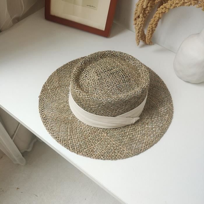 Chapeau En Paille De Jonc De Mer Fabriqué En Italie - Couleur Naturelle, Unisexe, Neuf Avec étiquette