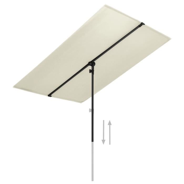 Parasol dextérieur avec mât en aluminium 2x15 m Blanc sable 47337 HB047