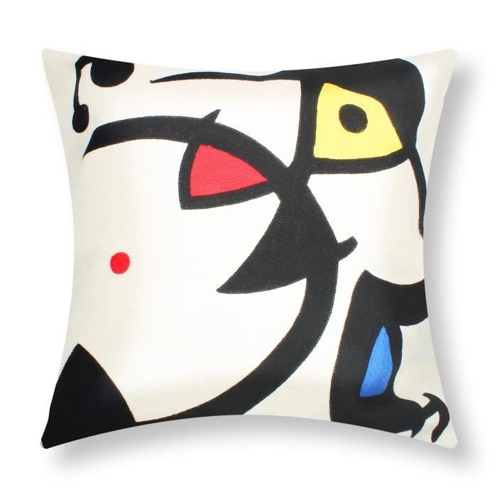 Housses de coussin - AVIZAR - Lot de 2 - 45x45 cm - Brodées - Multicolore - Design contemporain Housses de coussin - AVIZAR - Lot de 2 - 45x45 cm - Brodées - Multicolore - Design contemporain