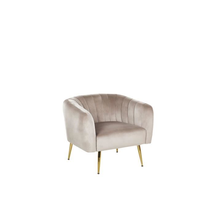 fauteuil - beliani - laconia - velours - beige - vintage