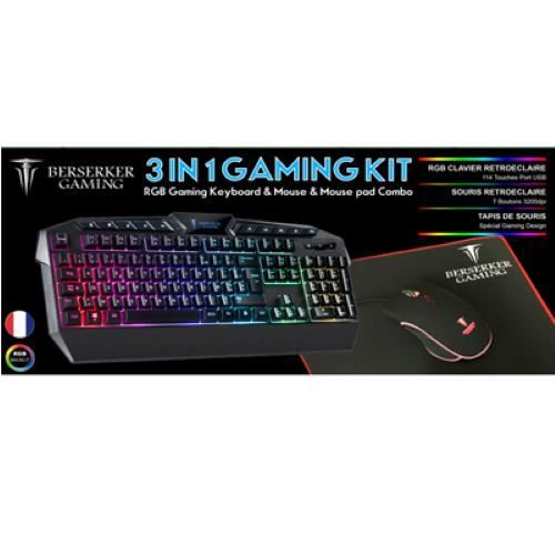 PACK GAMING 3 en 1 CLAVIER-SOURIS-TAPIS RGB BACKLIGHTS THOR
