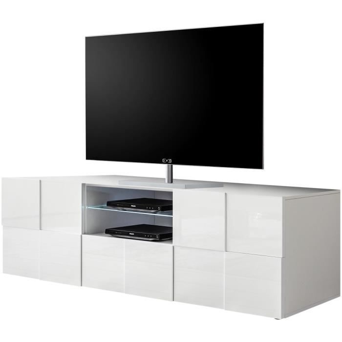 meuble tv 2 portes 1 tiroir blanc laque brillant l181xp42xh56 cm milano achat vente meuble tv meuble tv 2 portes milano cdiscount