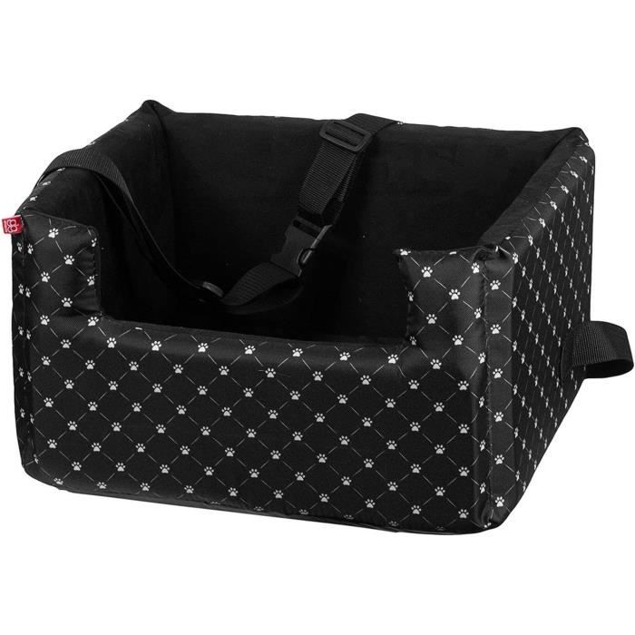 Meilleurs prix pour Siège auto pour chien, siège auto pour chat, siège de transport, noir, M 47 x 40 x 25 cm, motif imprimé de petites pattes de chien