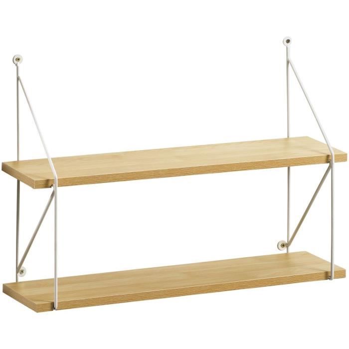 Helise Etagere Murale 2 Niveaux Mdf Et Support Metal 60 X 15 X