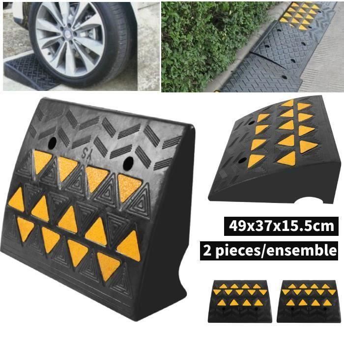 Rampe D'Accès Portable En Caoutchouc Antidérapante 100x50x13cm - Voiture, Scooter, Trottoir
