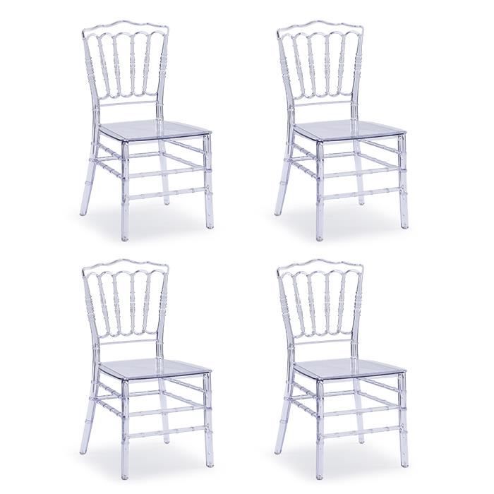 Lot de 4 chaises empilables Napoleon transparentes 