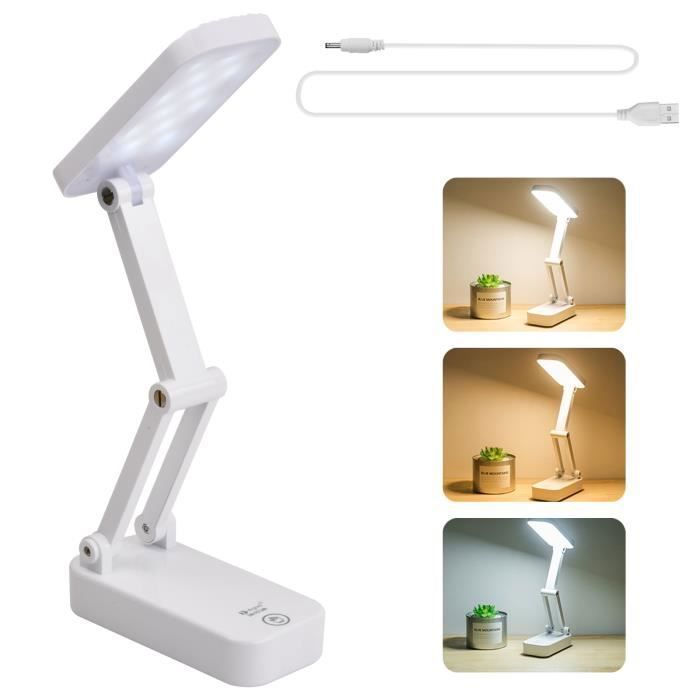Lampe de Bureau LED Lampes de Bureau Dimmable 3 modes déclairage Lampe de chevet Pliable & Portable