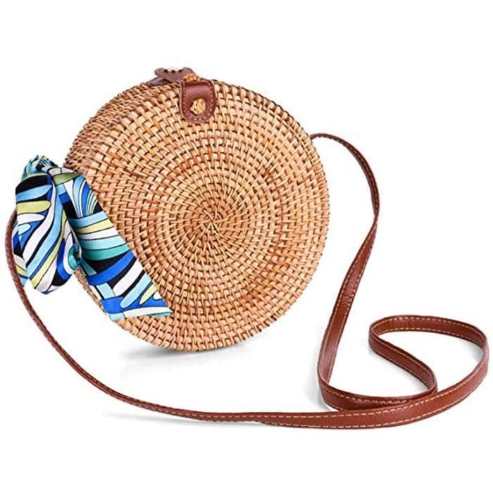 Petit sac rond paille sales