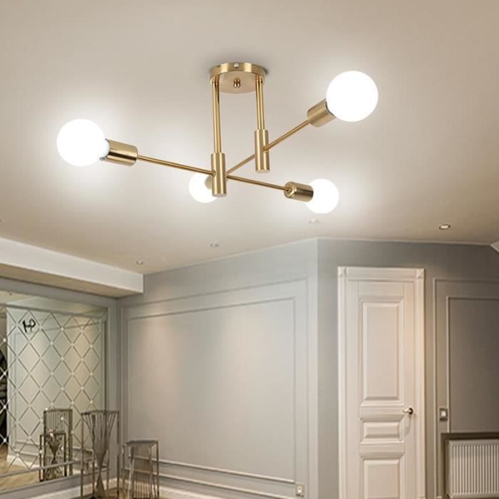 Plafonnier Lustre Hofstein 4 Branches Noir - Lampe Suspension Pour Salon, Couloir