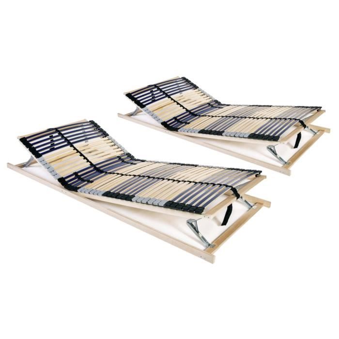 Sommier à lattes - FYDUN - 2 pcs - 42 lattes - 80x200 cm - Réglable en 7 zones