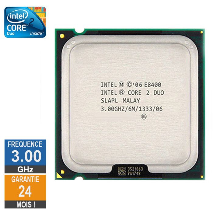 Processeur Intel Core 2 Duo E8400 3GHz SLAPL LGA775 6Mo - Intel