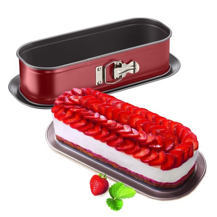 tefal moule à cake delibake en acier - ø 30 x 11 cm - rouge et gris - avec charnière