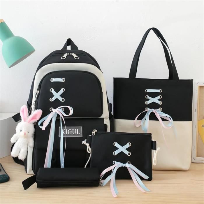 Sac à Dos étudiant En Nylon Avec Nœud Imprimé - 43x32x15 Cm, Polyester - Pour école, Shopping, Voyage - Filles Et Femmes