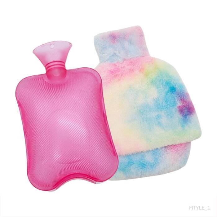 Bouillotte 1 Litre Avec Housse En Peluche Rose - Chaud Et Froid 2 En 1, Bouchon étanche, Pour Douleurs Et Confort