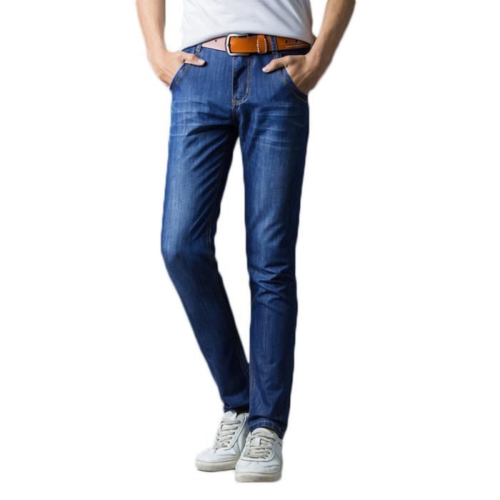 Jeans Homme slim bleu Pantalon denim Homme grande taille habille stretch Droit
