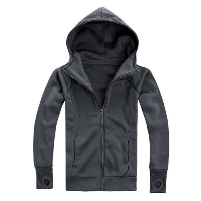 Veste Manteau Sweat-shirt à Capuche Homme Zipper Hoodie Chaud Hiver Automne  Casual Gris Foncé M L XL XXL Gris foncé - Cdiscount Prêt-à-Porter