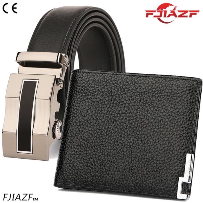 Duyaer Coffret Cadeau Ceinture Homme Marque De Luxe Ceinture Pour Homme Portefeuille Design Classique Cadeau Cuir Noir Noir Cdiscount Pret A Porter