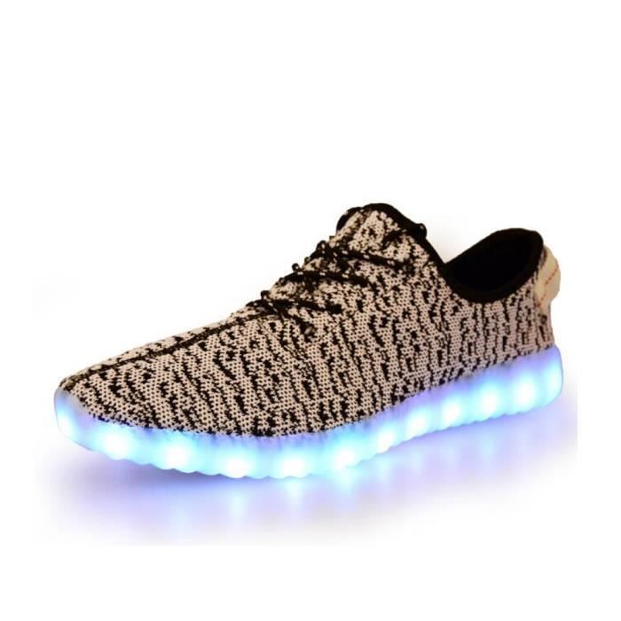 Chaussure LED Enfant Gar ons Filles Gris Lacets Synth tique