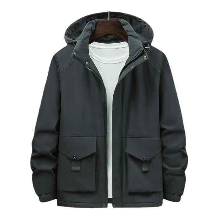 NAFING Jacket Homme, Blouson Homme Hiver Veste Legere Couleur Unie Doudounes De Randonnée Homme Parka À Capuche Doudoune Mi Saison Anorak Homme