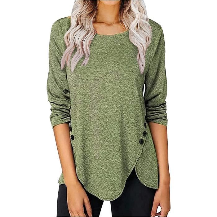 Pullover Femme Manches Courtes SHZFGUI - Col V Jabot - Tunique Été Polyester Confortable
