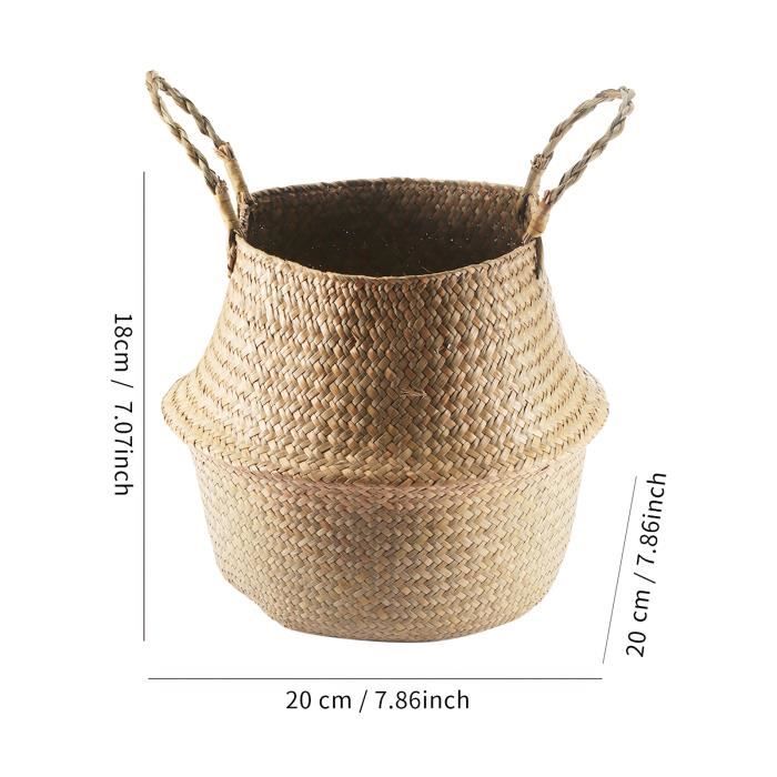 Panier Rangement Tressé Imitation Rotin - Déco Bureau & Salle De Bain, 26x17x8 Cm, Marron Clair