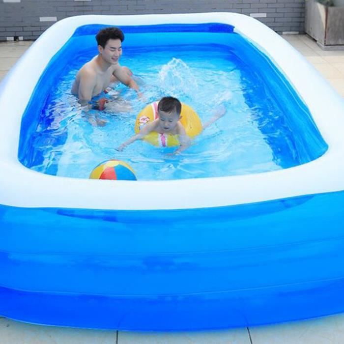 Piscine Gonflable De Luxe Pour Enfant Et Famille Bleu 3 Boudins Solide Bulle Pour 1 2 Personnes Jardin 305x183x56 Cm Achat Vente Aire De Jeux Gonflable Cdiscount