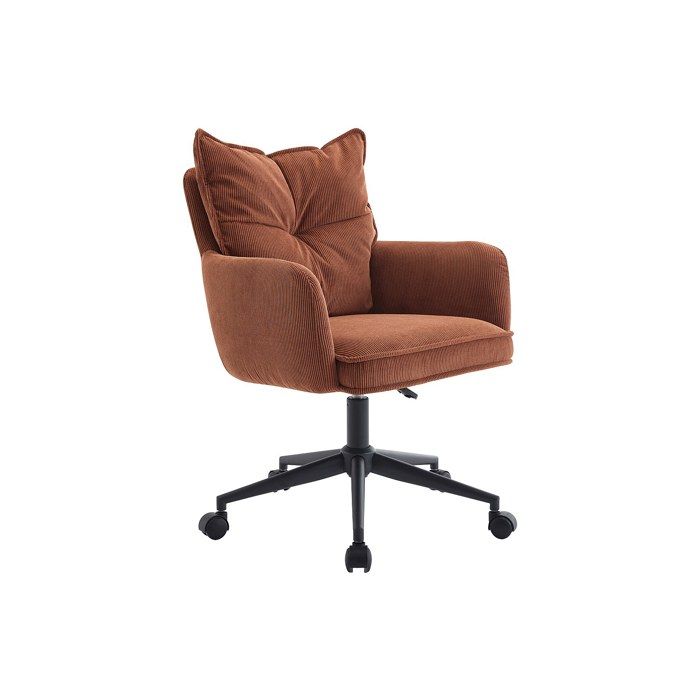 Chaise de bureau - Velours côtelé - Terracotta et noir - Hauteur réglable - BATARU Chaise de bureau - Velours côtelé - Terracotta et noir - Hauteur réglable - BATARU