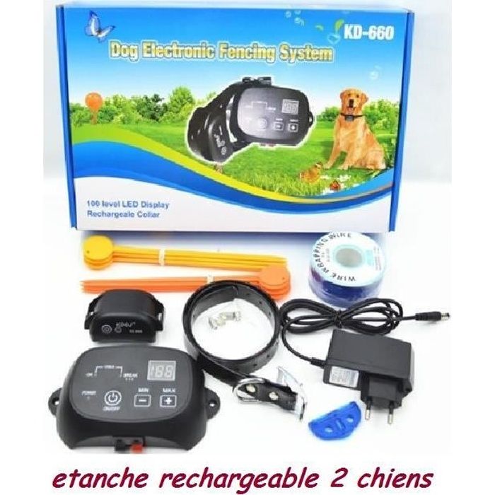Comparer les prix de CLOTURE ANTI FUGUE 2 CHIENS ETANCHE RECHARGEABLE