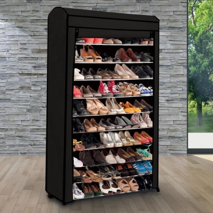 Etagere Range Chaussures 50 Paires Eco Avec Sa Housse Noire