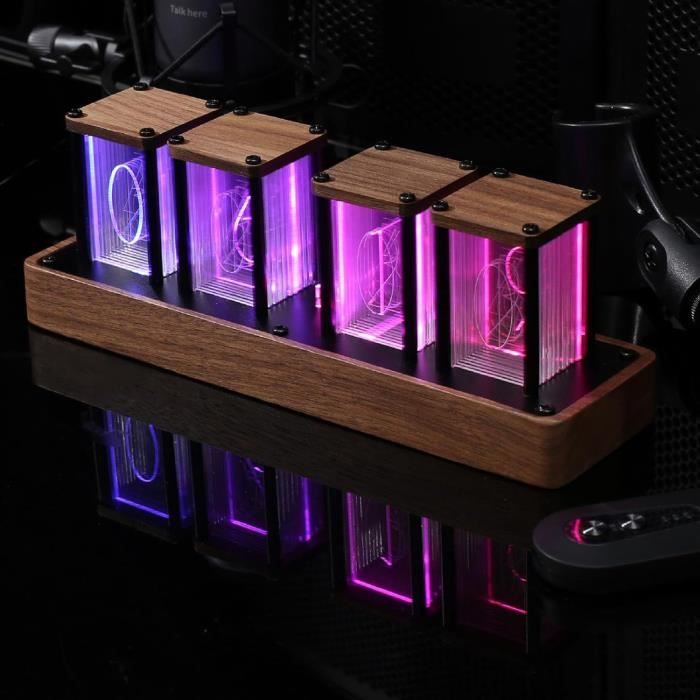 CEIEVER Horloge Tube Nixie LED RGB Avec Écran IPS Couleur - Horloge Numérique Rétro Lumineuse Pour Maison Et Bureau