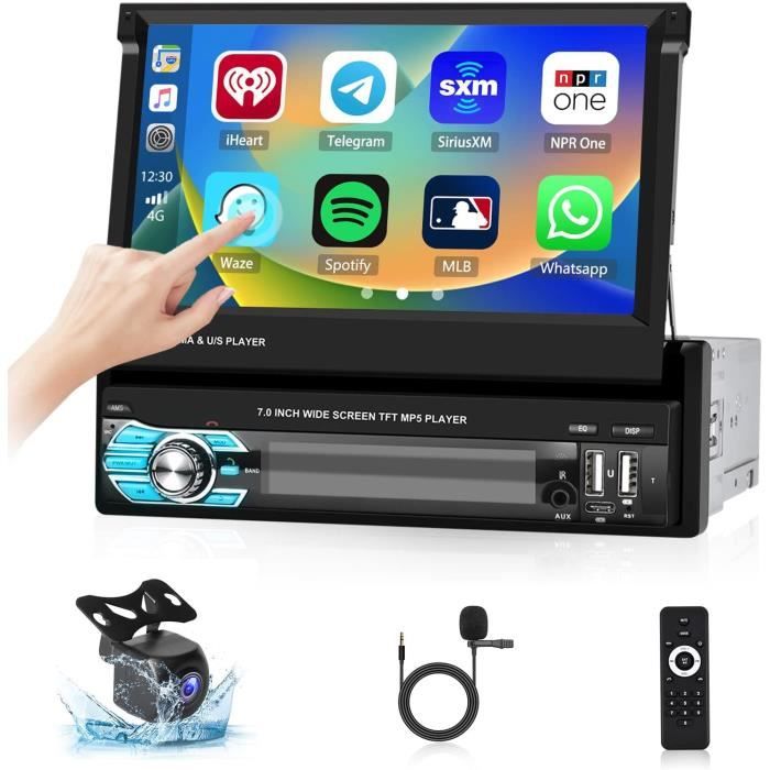 Autoradio 1 DIN Avec CarPlay Et Android Auto - Écran Tactile 7 Pouces, Bluetooth, Caméra De Recul, FM/USB