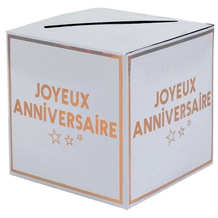 Urne Anniversaire Pliable Rouge Et Dorée - Boîte à Cartes Et Enveloppes 20x20x20 Cm - Carton épais