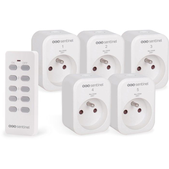 Prises télécommandées SCS SENTINEL ControlPower x5 5 prises 1 télécommande