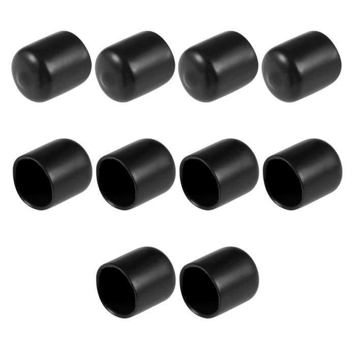 Sourcing Map Protecteur Filetage Vis 16mm ID Capuchon Extrémité Rond Noir Tuyau 10Pcs