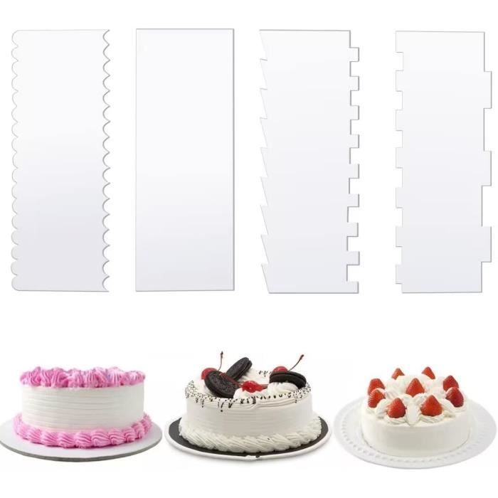 Lot De 4 Grattoirs à Gâteau En Acier Inoxydable - 21,8 Cm - Bords Droits Double Face Pour Décorer Crème, Mousse, Glaçage