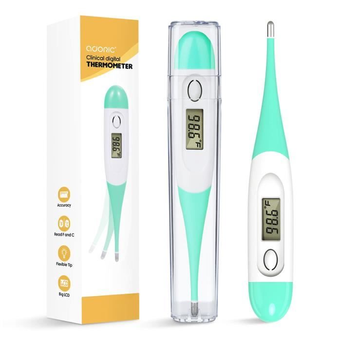Thermomètre Numérique Flexible - Pour Adulte Et Enfant - 25 Capuchons Jetables Inclus - Prise Buccale, Rectale, Axillaire