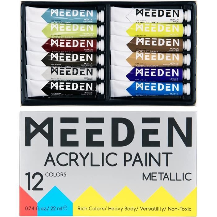 KREUL Lot De 6 Peintures Acryliques Métallisées 20 Ml, Brillant, Pour Bois/pierre