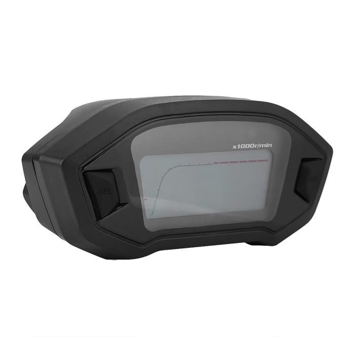 Tachymètre Électronique LED Universel Moto 12V - Compteur Tours Précis Noir