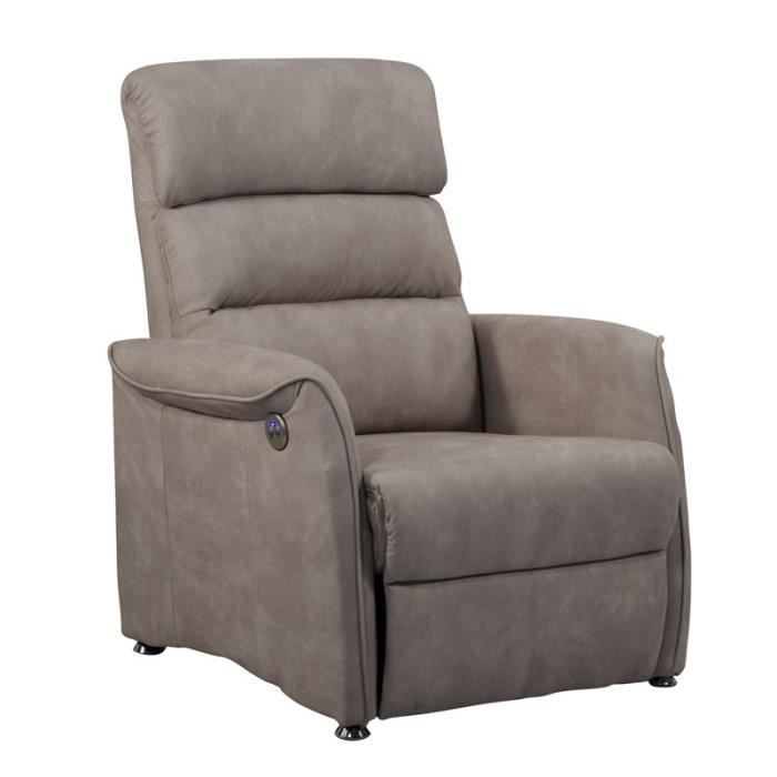 fauteuil relax électrique - tousmesmeubles - softy - peau mastic - 1 place - salon