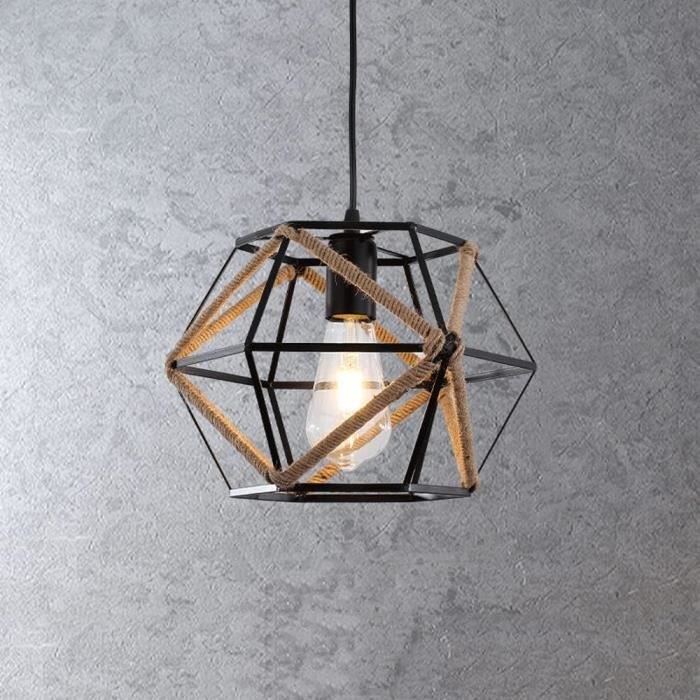 Lampe Murale En Bois & Corde - Style Industriel Rétro - E27 - Pour Salon, Chambre, Café - 2 Pièces