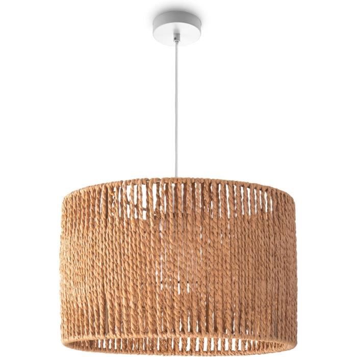 Suspension Rotin Paco Home 40cm - Lampe Boho Papier Naturel Pour Salle à Manger Et Salon