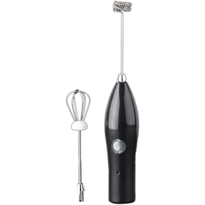 Mousseur à Lait électrique à Main - 2 Têtes, Rechargeable, Pour Café, Lait Chaud Ou Froid, Couleur Noire