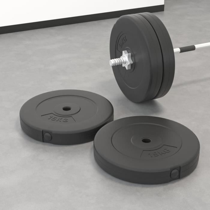 Haltère vidaXL Plaques de poids olympiques 2 pcs 20 kg Fonte Haltère vidaXL Plaques de poids olympiques 2 pcs 20 kg Fonte