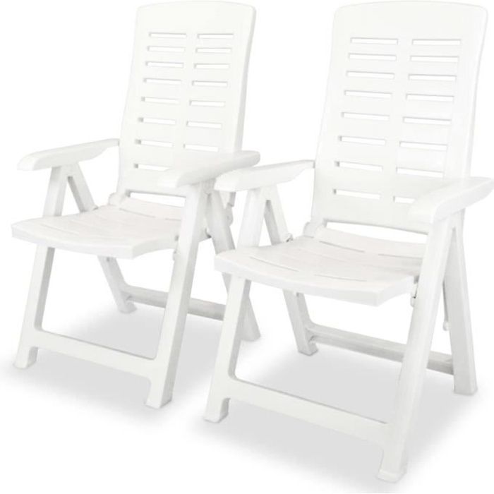 Chaises inclinables de jardin - VIDAXL - Plastique Blanc - Résistantes aux intempéries