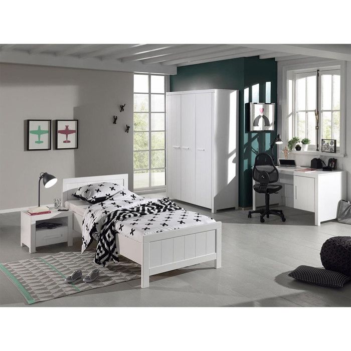 Chambre Complète Enfant 5P Sommier Erik II Blanc