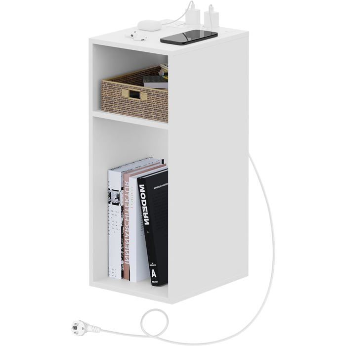 Table de chevet avec station de charge - WOLTU - 2 ports USB + 2 prises - 25x30x60 cm - Bois dingénierie Table de chevet avec station de charge - WOLTU - 2 ports USB + 2 prises - 25x30x60 cm - Bois dingénierie