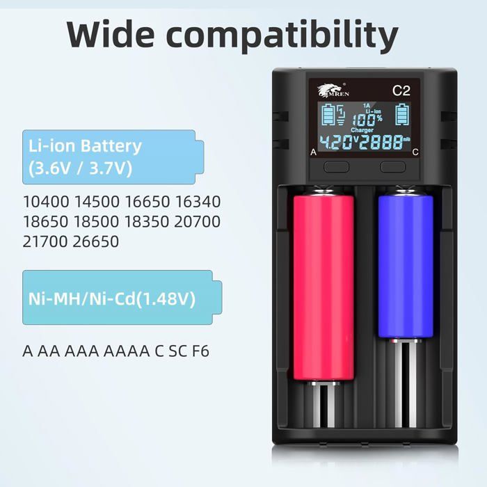 Tbest Chargeur De Batterie USB 4 Slots Pour Piles Rechargeables AAA Et AA - Bricolage