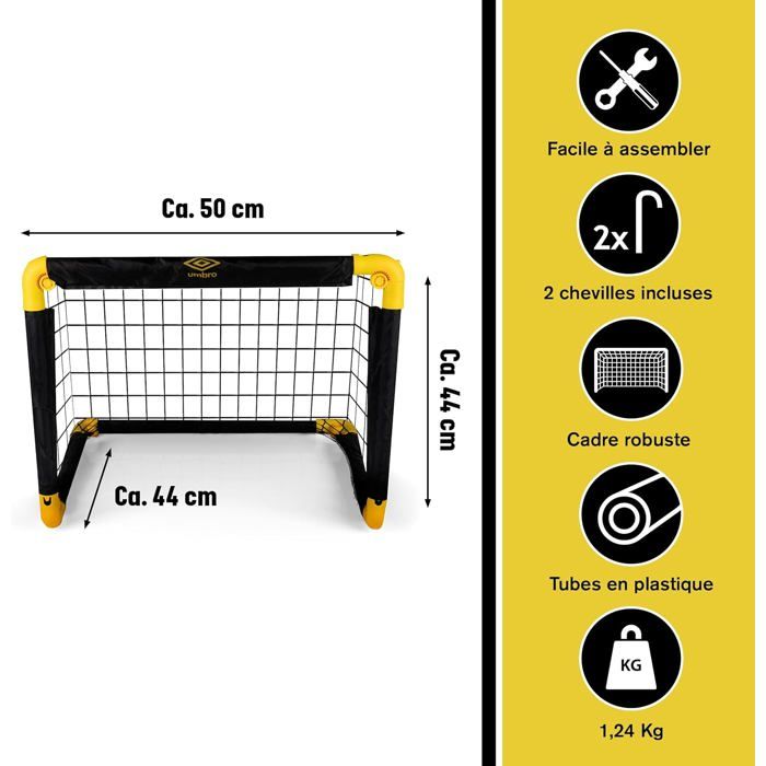 Umbro Cage De Foot – But De Foot Enfant Et Adulte 300x200x110 Cm – Kit D’Entraînement Intérieur/Extérieur – Montage Rapide – Noir Et Jaune