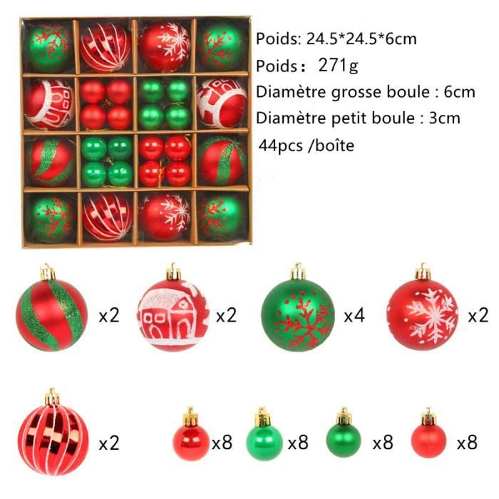 18 Boules De Noël En Plastique Incassable - 6 Cm, Motifs Lutins Rouge/vert/blanc - Décoration Sapin, Couronne, Guirlande